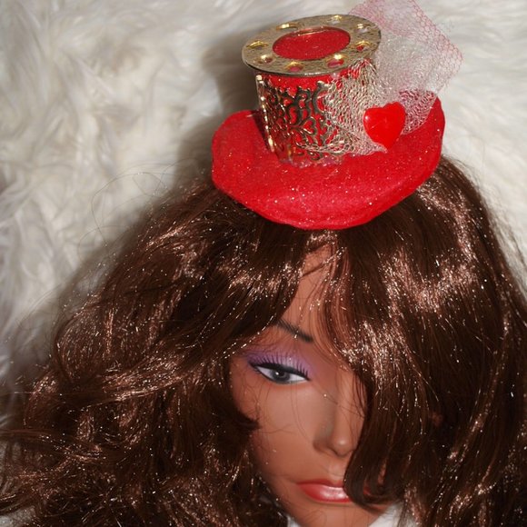 Grandma&Me Decorative medium Red with Glitter Hat HANDMADE - Picture 1 of 11